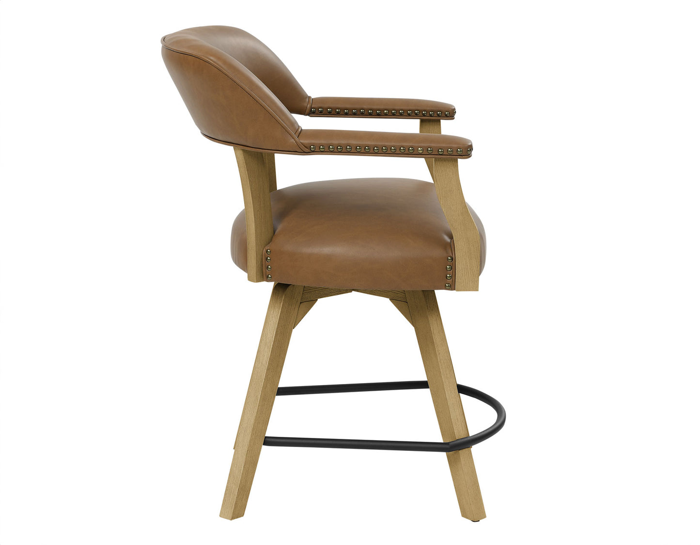 Rylie 24" Counter Captains Chair, Natural Finish with Camel Vegan Leather