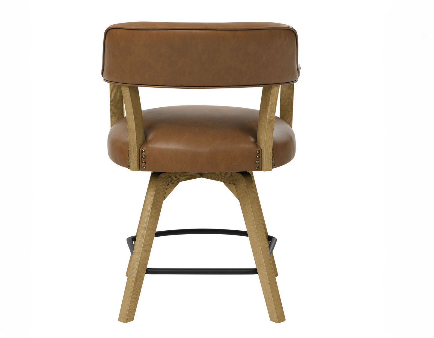 Rylie 24" Counter Captains Chair, Natural Finish with Camel Vegan Leather