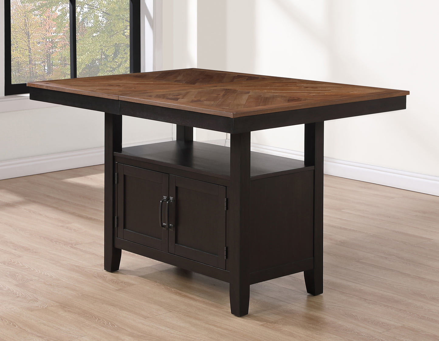 Bermuda 60-80" Storage Counter Table with 20" Leaf