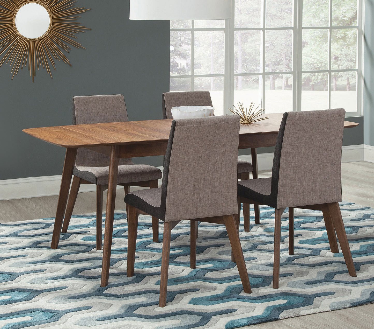 Redbridge 5-piece Rectangular Dining Set Natural Walnut