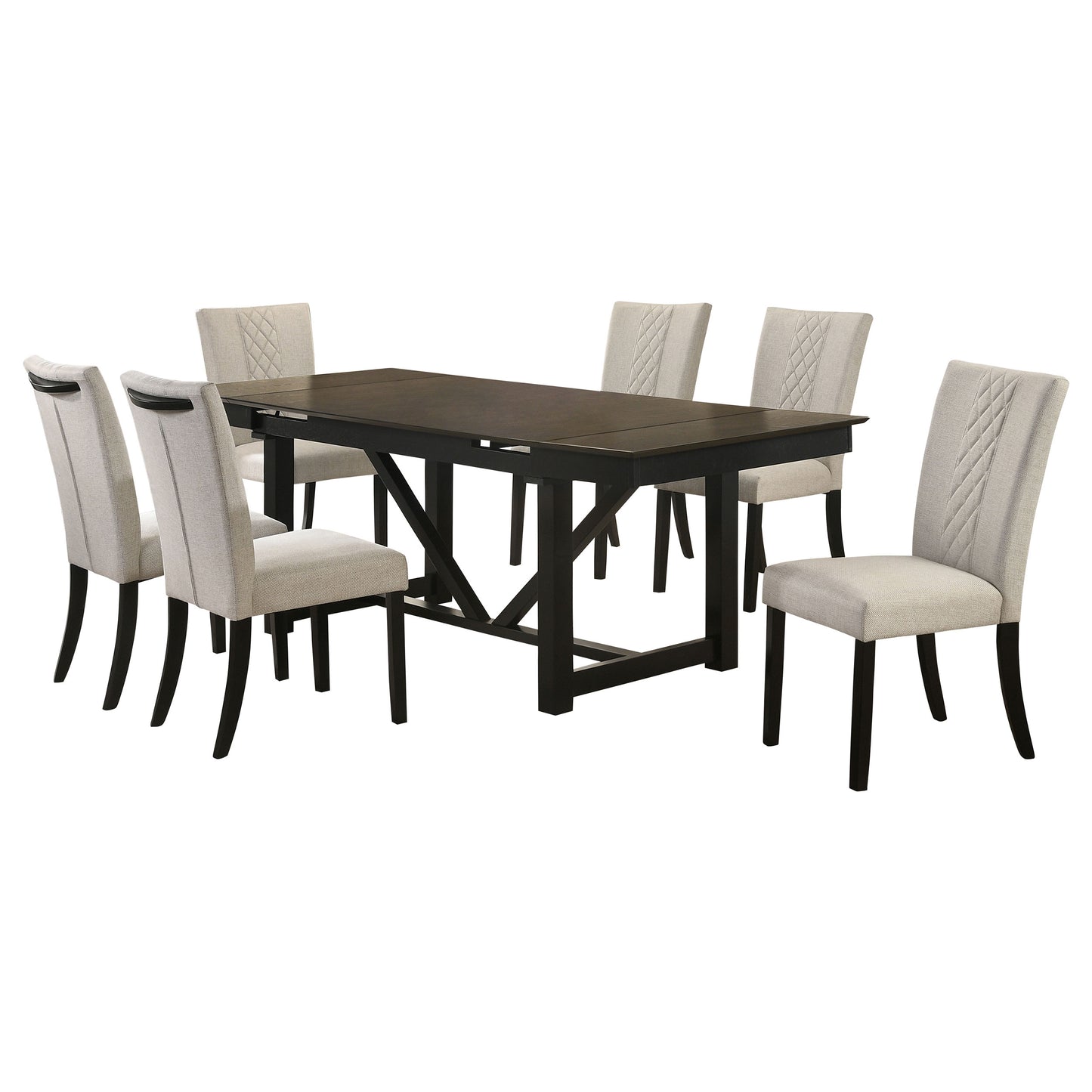 Malia 7-piece Refractory Extension Leaf Dining Table Set Oak