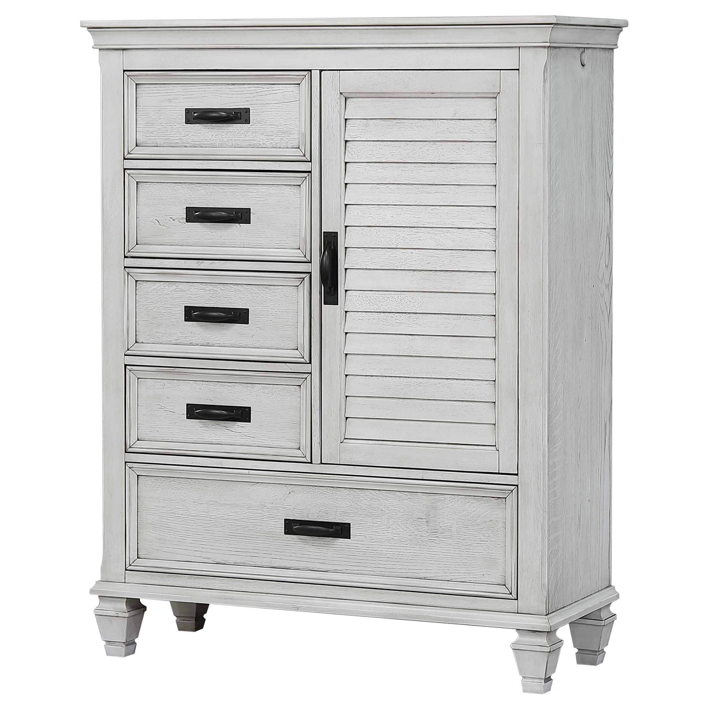 Franco 5-drawer Door Chest Distressed White