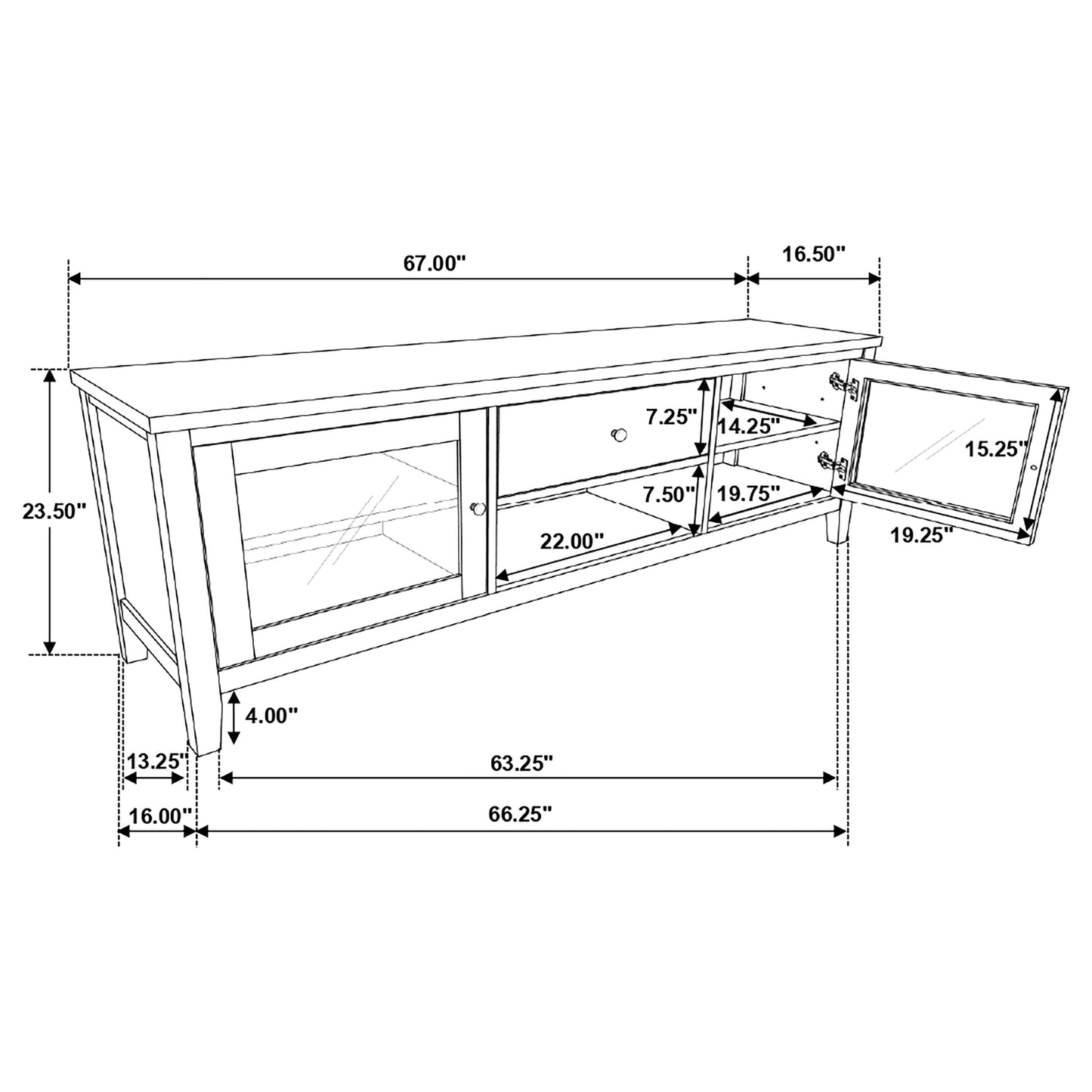 Hollis 3-piece 67" TV Stand Entertainment Center White