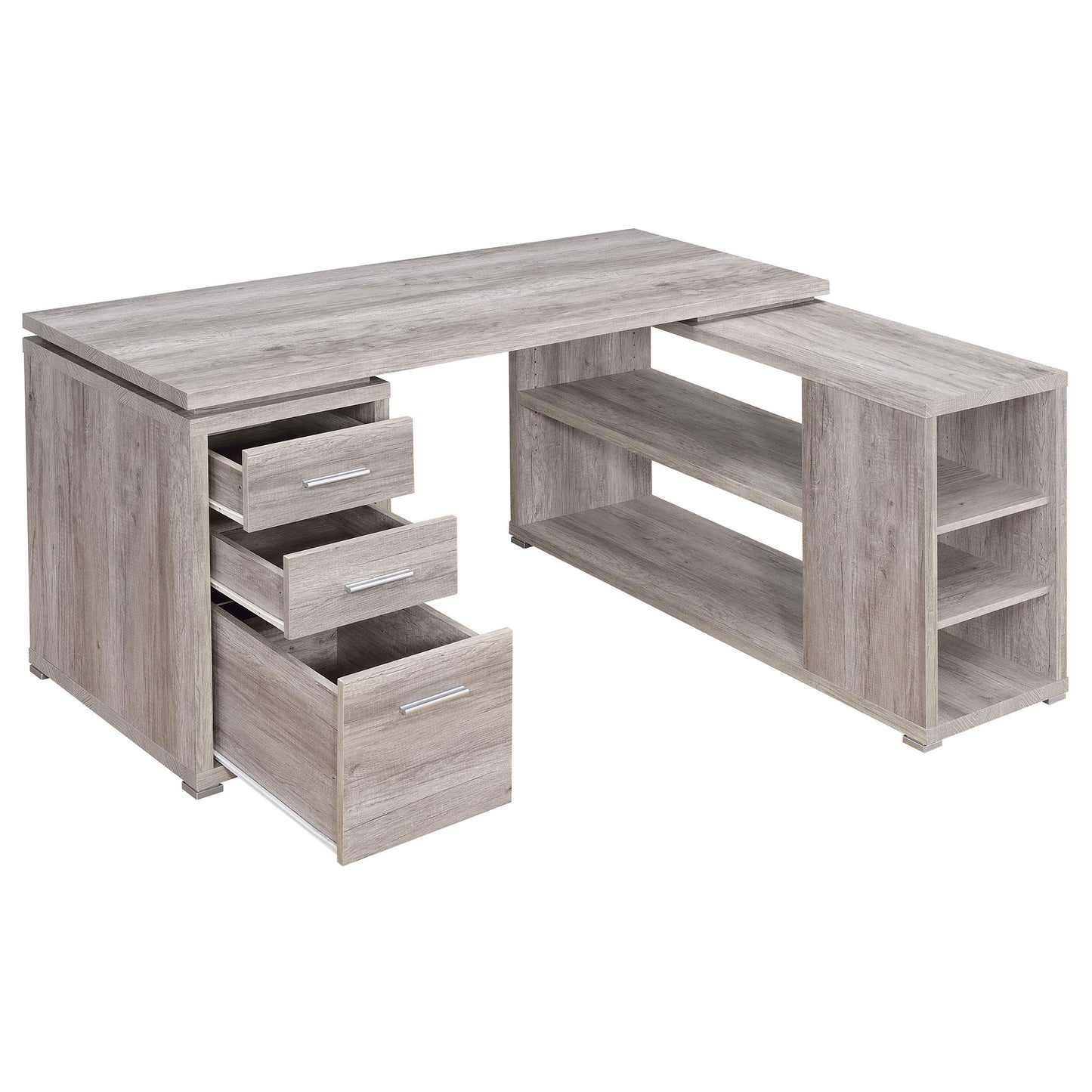 Yvette 60-inch 3-drawer L-Shape Computer Desk Grey Driftwood