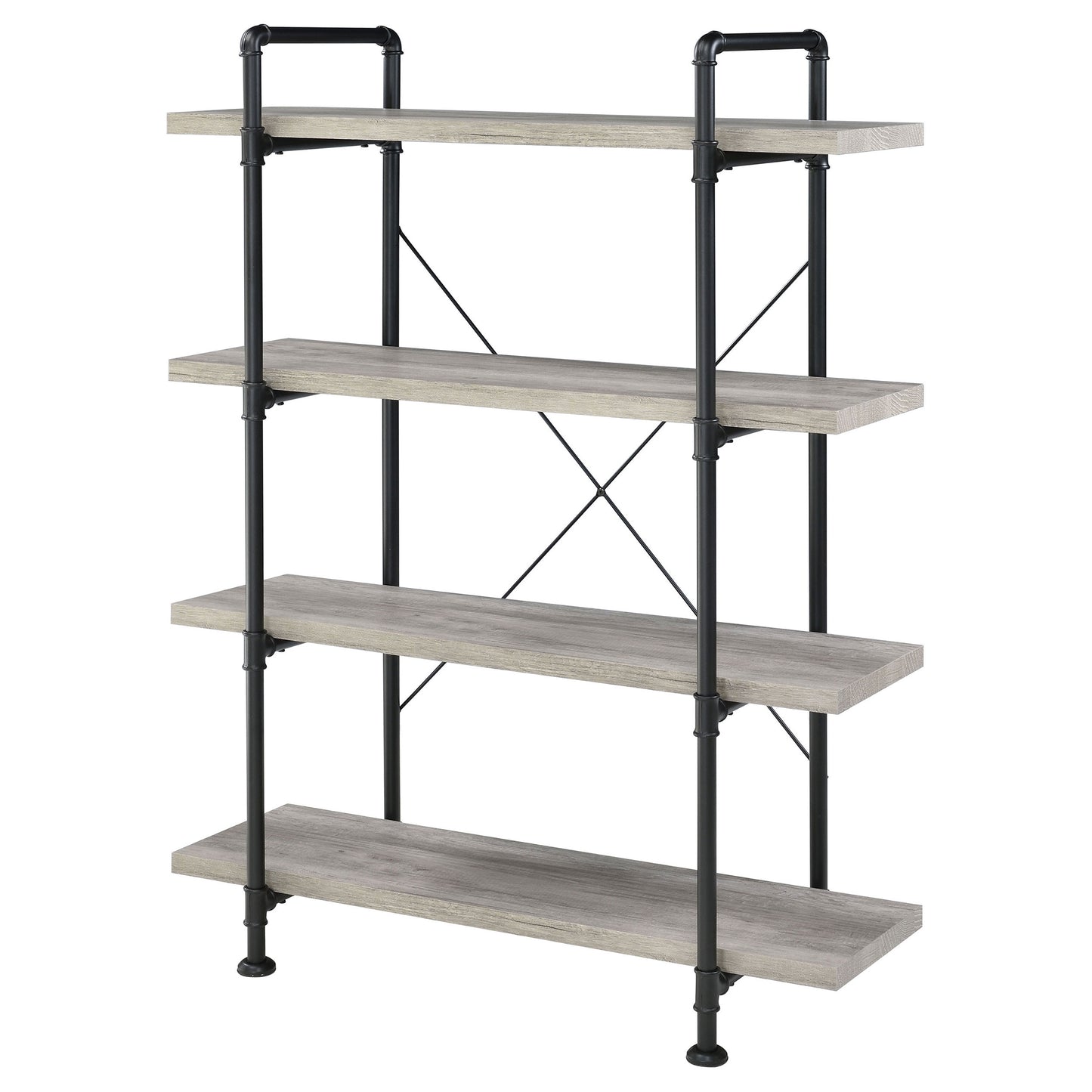 Delray 56-inch 4-shelf Bookshelf Grey Driftwood and Black