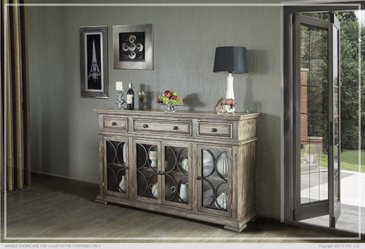 Console w/ 4 Glass Doors w/3 Drawers