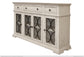 Console w/4 Glass Doors & 3 Drawers