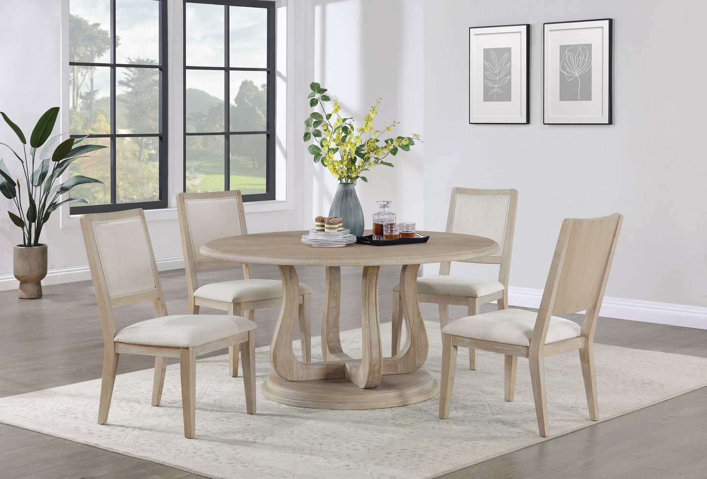 Trofello Cushioned Dining Side Chair White Washed (Set of 2)