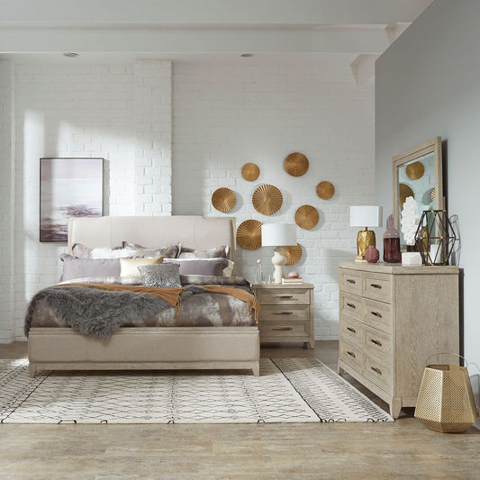 Belmar - King Uph Bed, Dresser & Mirror, Night Stand