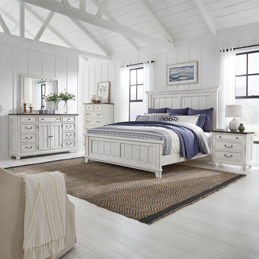 River Place - King Panel Bed, Dresser & Mirror, Chest, Night Stand