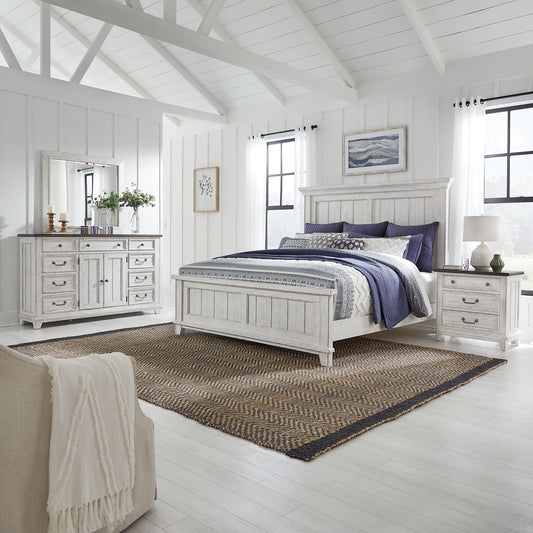 River Place - King Panel Bed, Dresser & Mirror, Night Stand