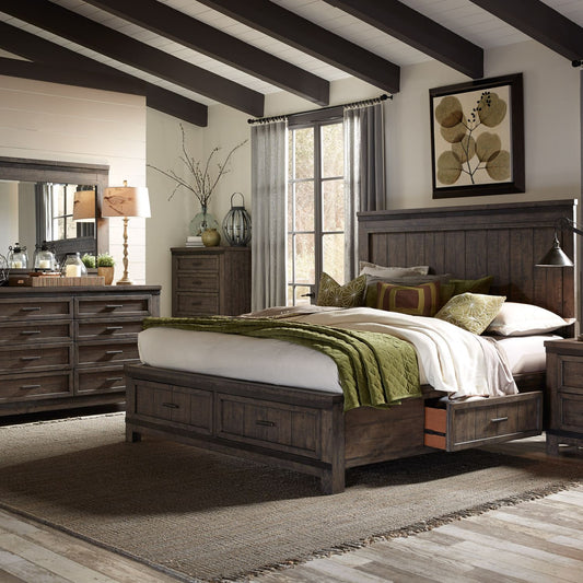 Thornwood Hills - King Two Sided Storage Bed, Dresser & Mirror