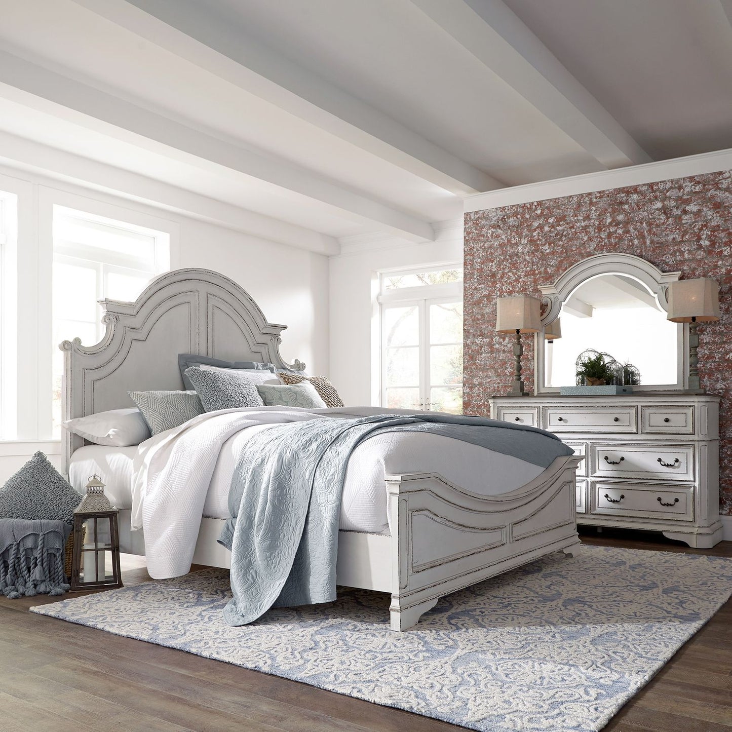 Magnolia Manor - King Panel Bed, Dresser & Mirror