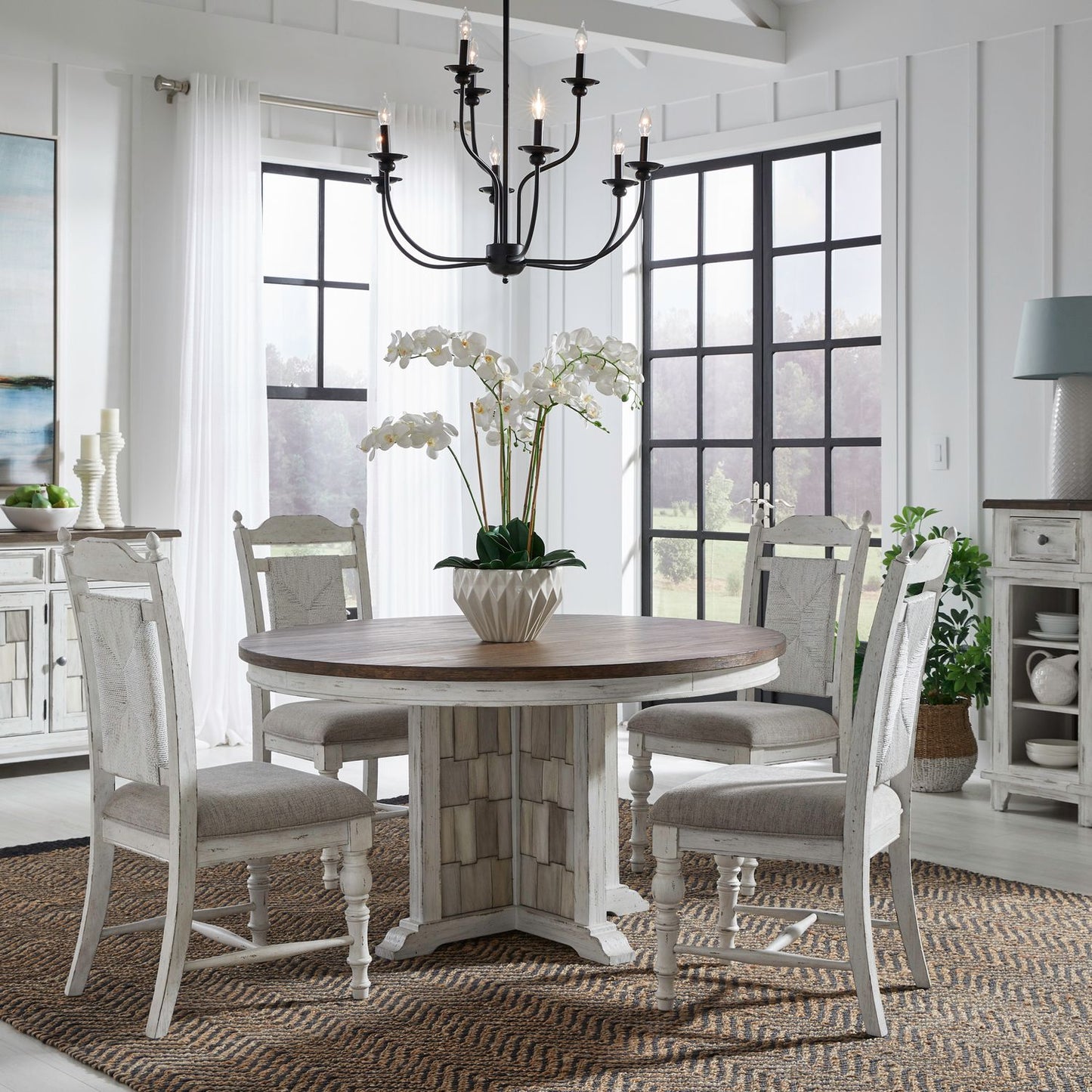 River Place - 5 Piece Pedestal Table Set