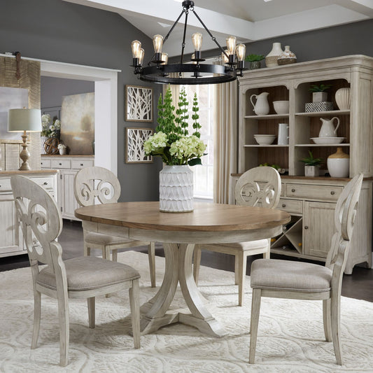 Farmhouse Reimagined - 5 Piece Pedestal Table Set