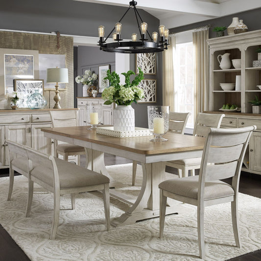 Farmhouse Reimagined - Opt 6 Piece Trestle Table Set