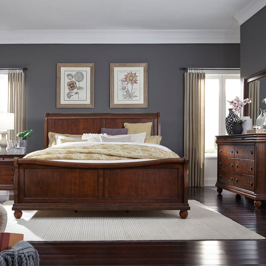 Rustic Traditions - King Sleigh Bed, Dresser & Mirror, Night Stand