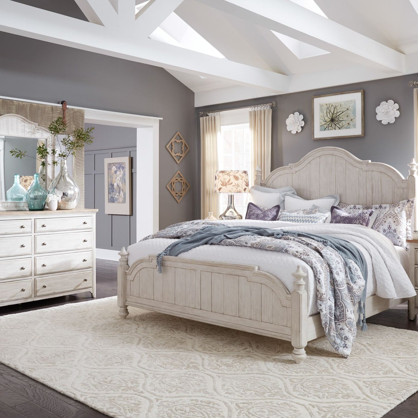 Farmhouse Reimagined - King Poster Bed, Dresser & Mirror