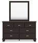 Covetown King Panel Bed with Mirrored Dresser and Nightstand