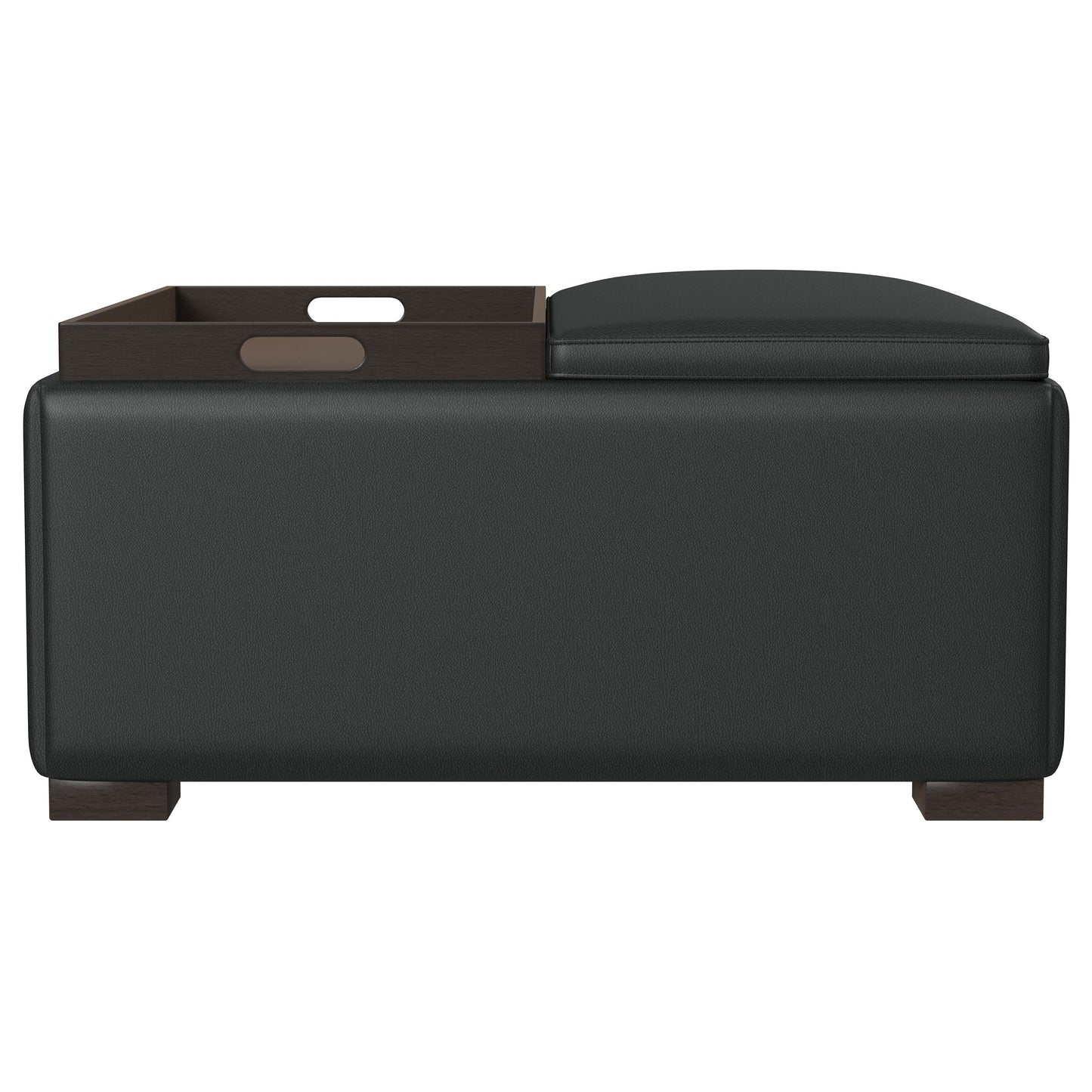 Paris Upholstered Storage Ottoman with Tray Black