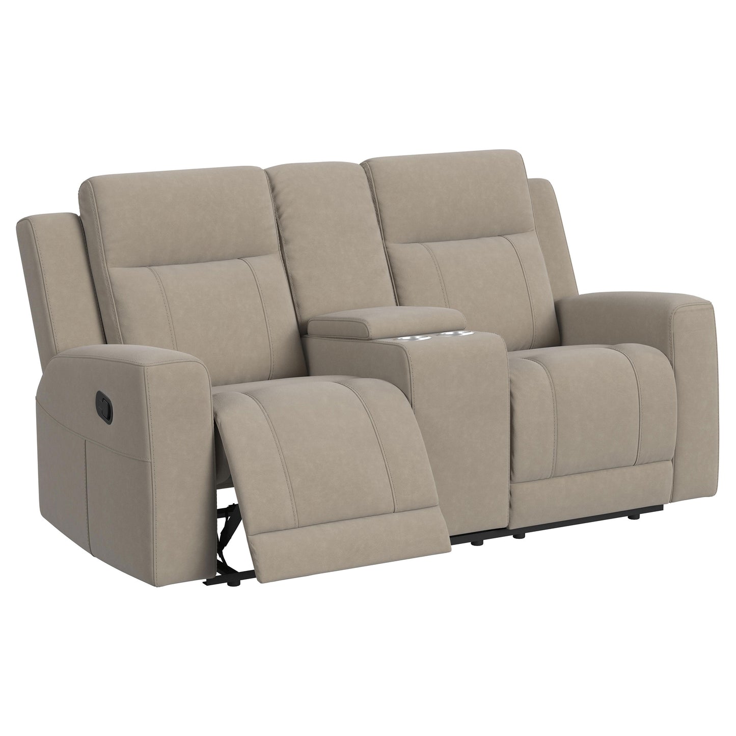 Brentwood Upholstered Motion Reclining Loveseat Taupe