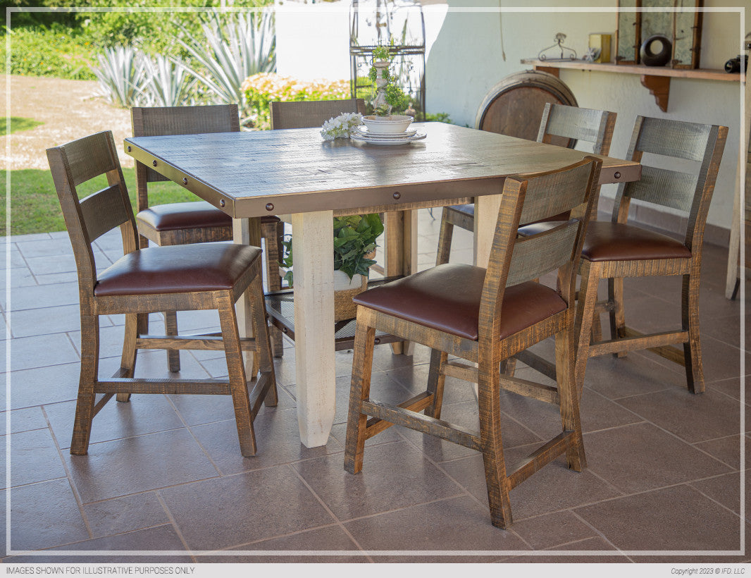 52" Multicolor Striped Counter Height Table