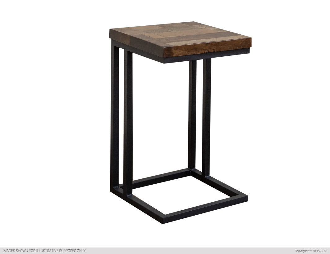 Iron base & Wooden Top, C-Shaped Table