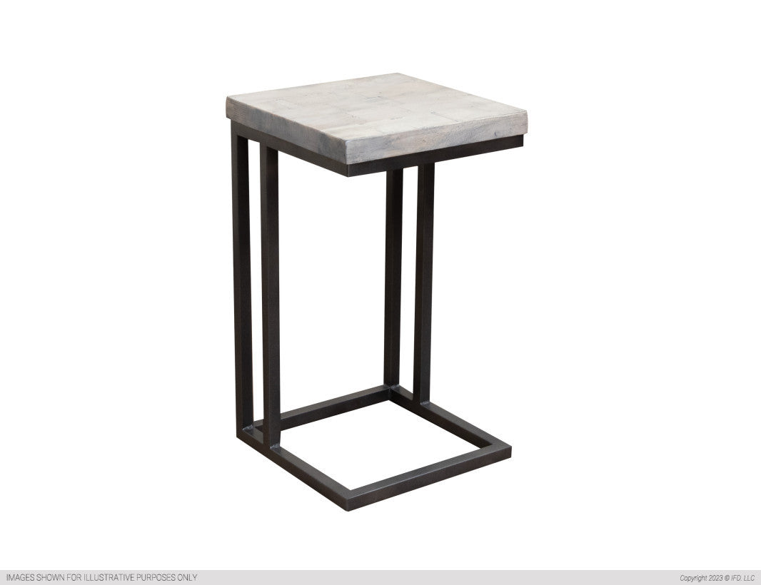 Iron base & Wooden Top, C-Shaped Table