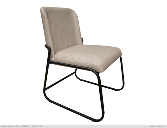 Wooden Frame & Metal Base, Upholstered Chair