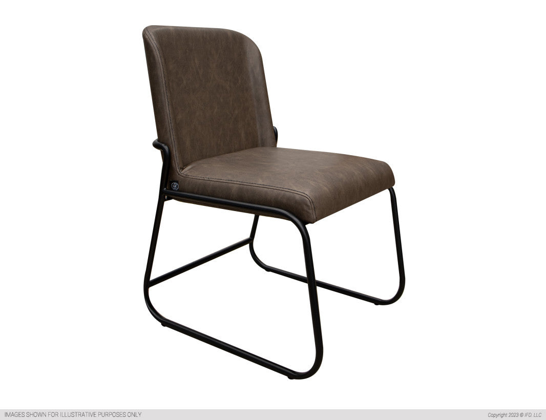 Wooden Frame & Metal Base, Upholstered Chair