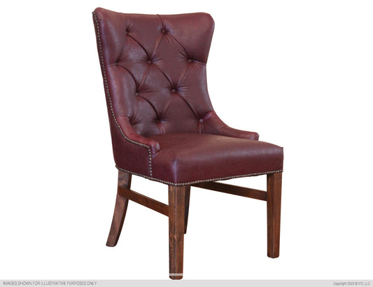 Upholstered Chair w/Tufted Back, Nailheads - Brown Microfiber