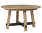 Aubrey 54" Round Dining Table, Driftwood with Black Stretchers