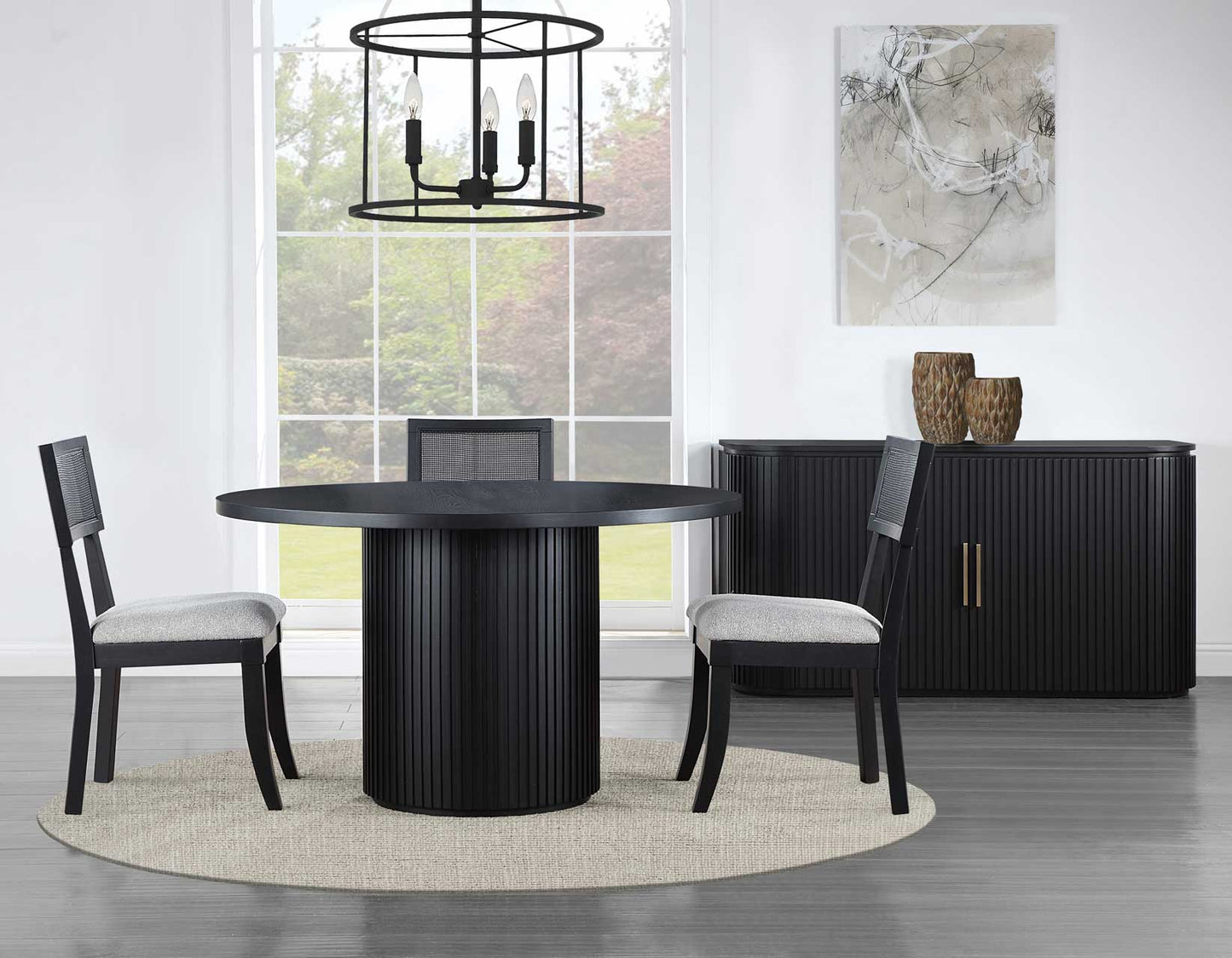 Colvin 52" Round Dining Table, Black finish