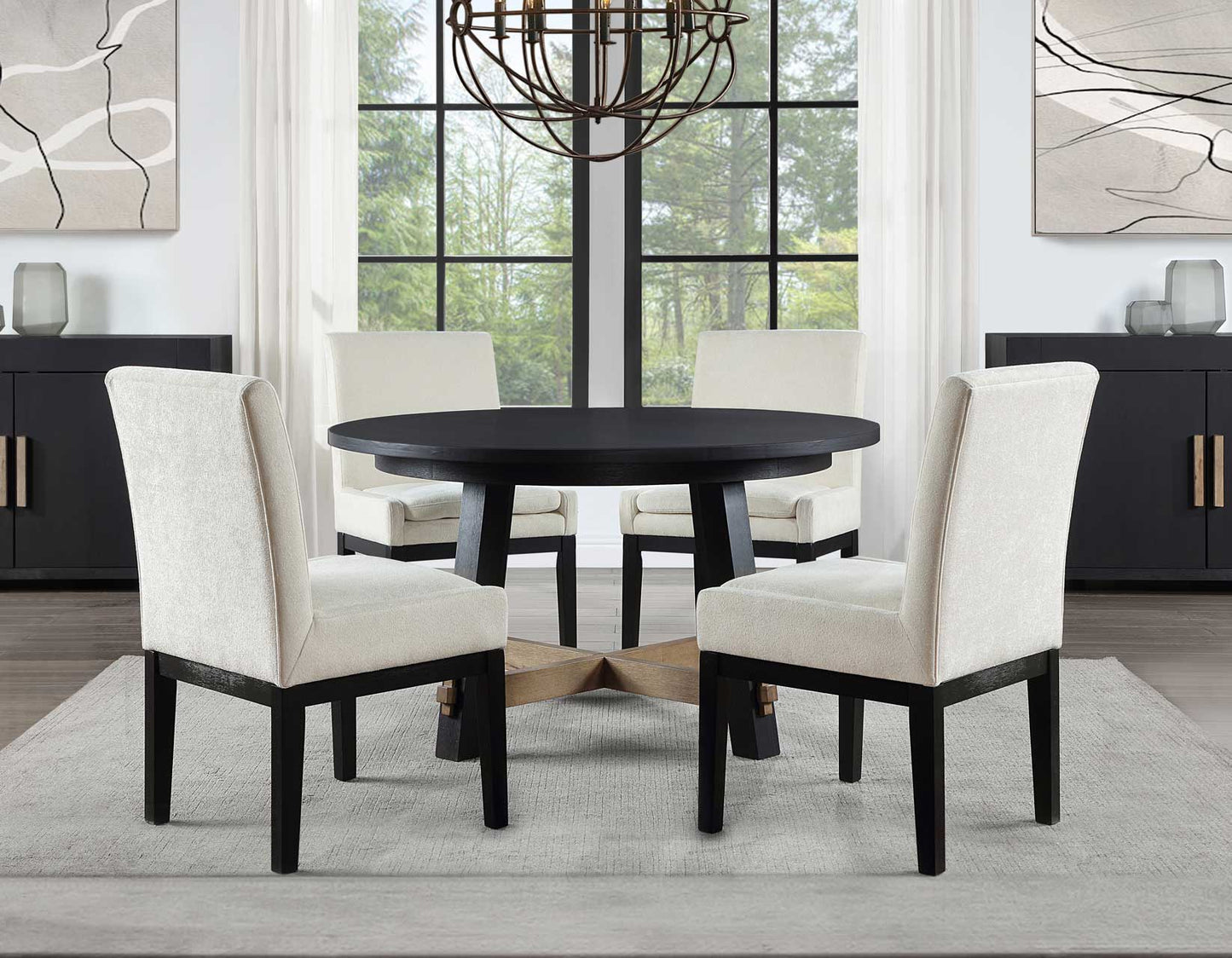 Aubrey 5-Piece 54" Round Dining Table Set