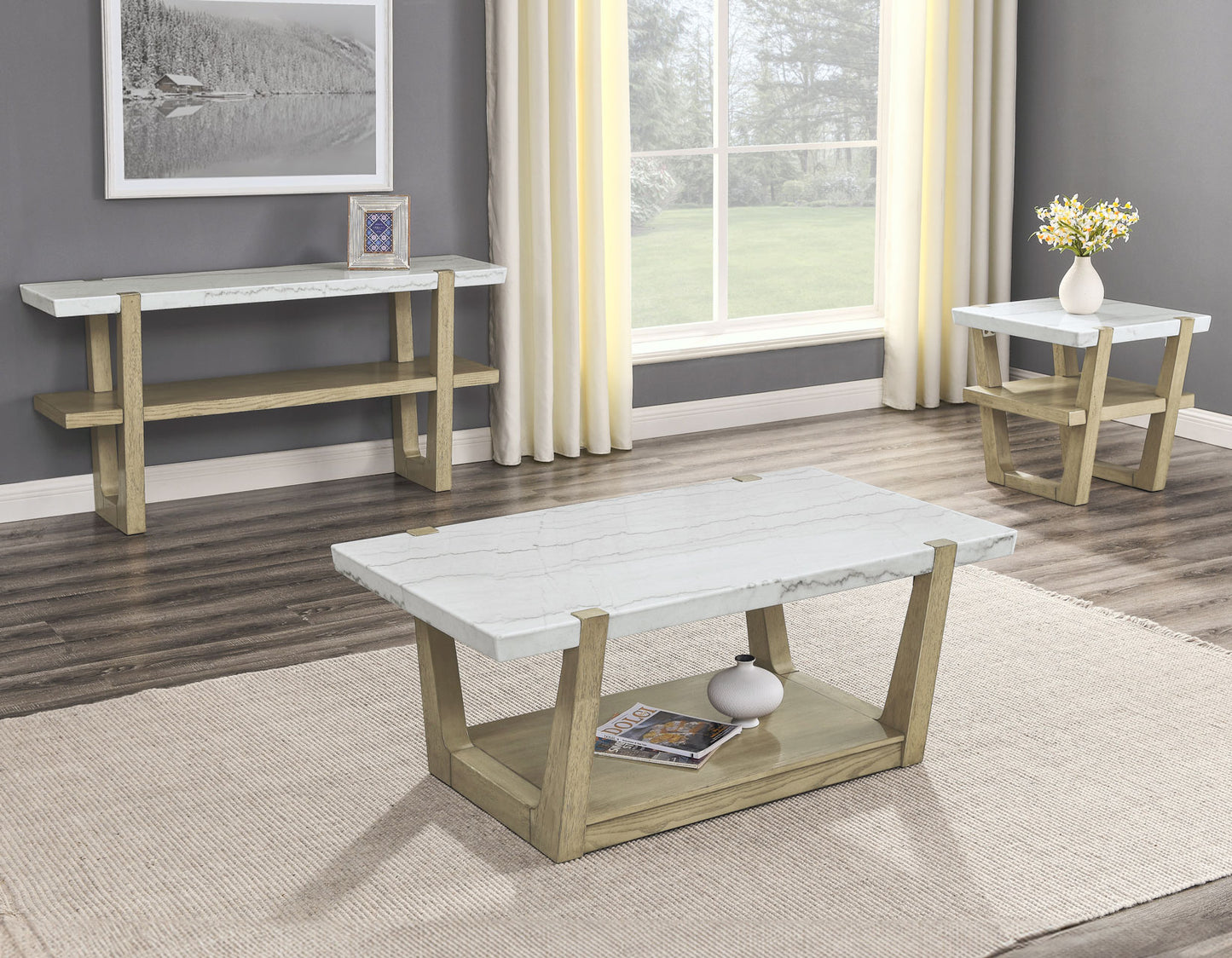 Perth White Marble Top Sofa Table