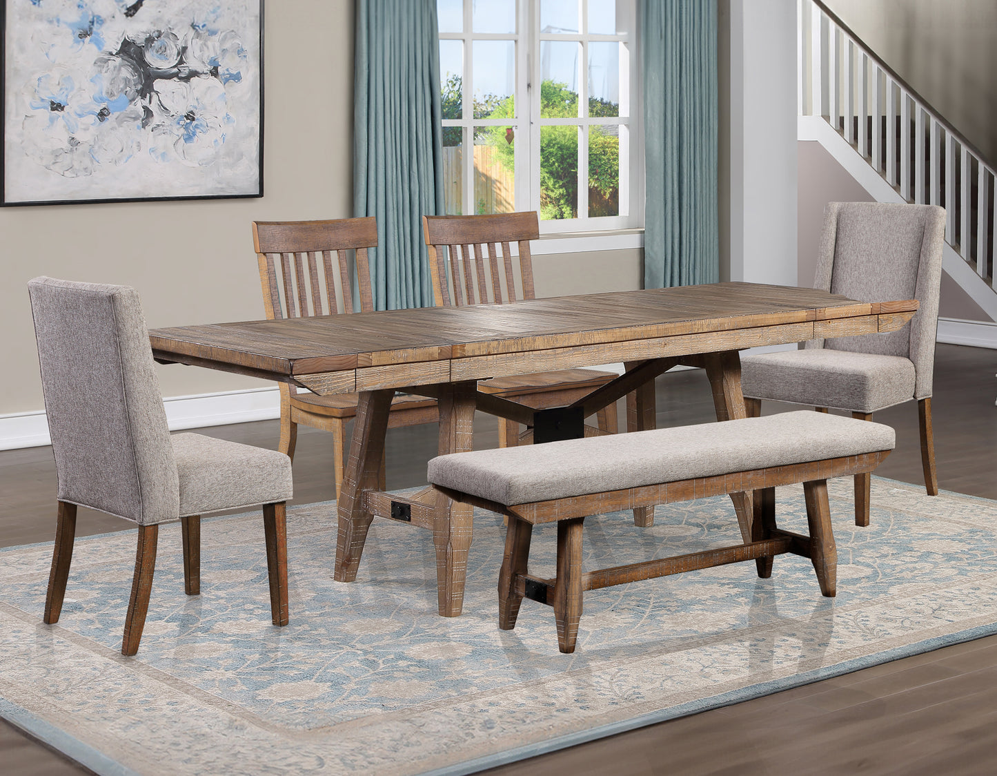 Riverdale 6-Piece Dining Set
(Dining Table, 2 Arm Chairs, 2 Side Chairs and Bench)