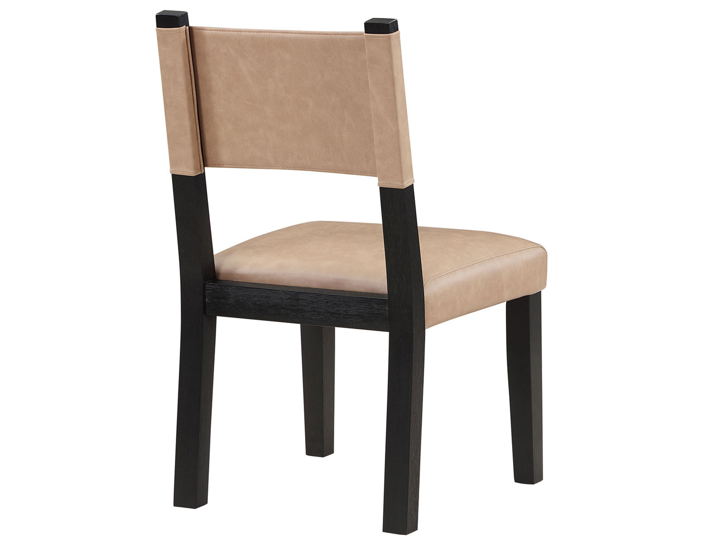 Aubrey Side Chair, Camel Vegan Leather with Black wood finish