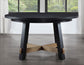 Aubrey 54" Round Dining Table, Black with Driftwood Stretchers