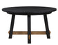 Aubrey 54" Round Dining Table, Black with Driftwood Stretchers