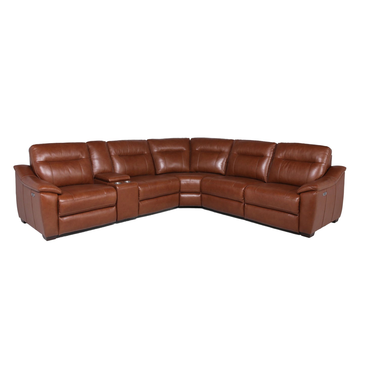 CASA 6-PIECE LEATHER DUAL-POWER RECLINING SECTIONAL, COACH