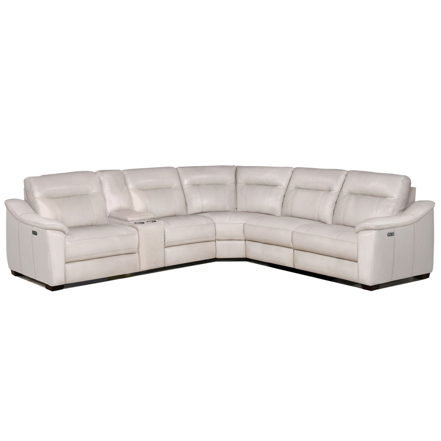 CASA 6-PIECE LEATHER DUAL-POWER RECLINING SECTIONAL, IVORY