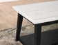 Vida White Marble Cocktail Table with Casters, Black Finish