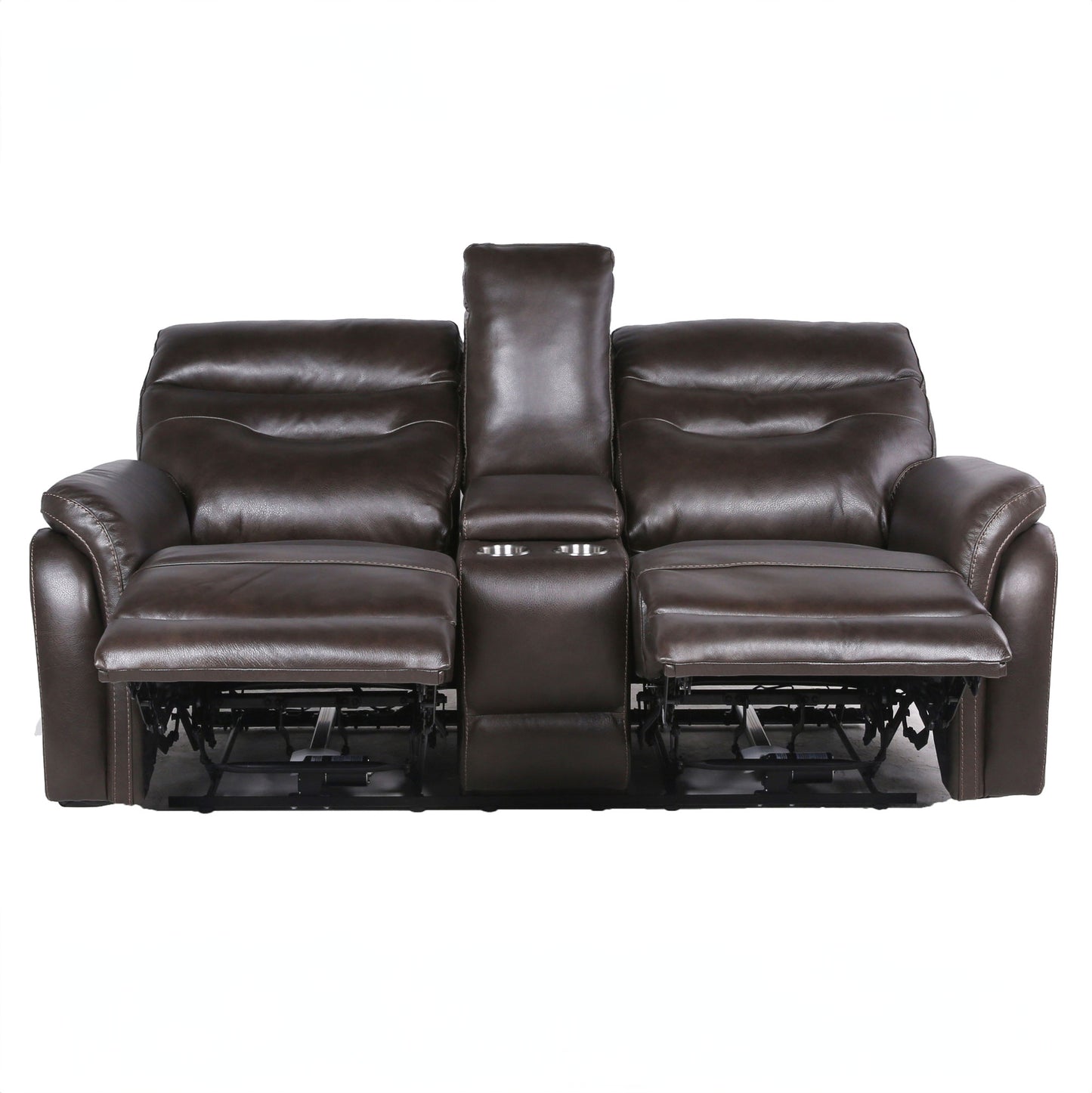 FORTUNA 3-PIECE LEATHER DUAL-RECLINING SET, COFFEE