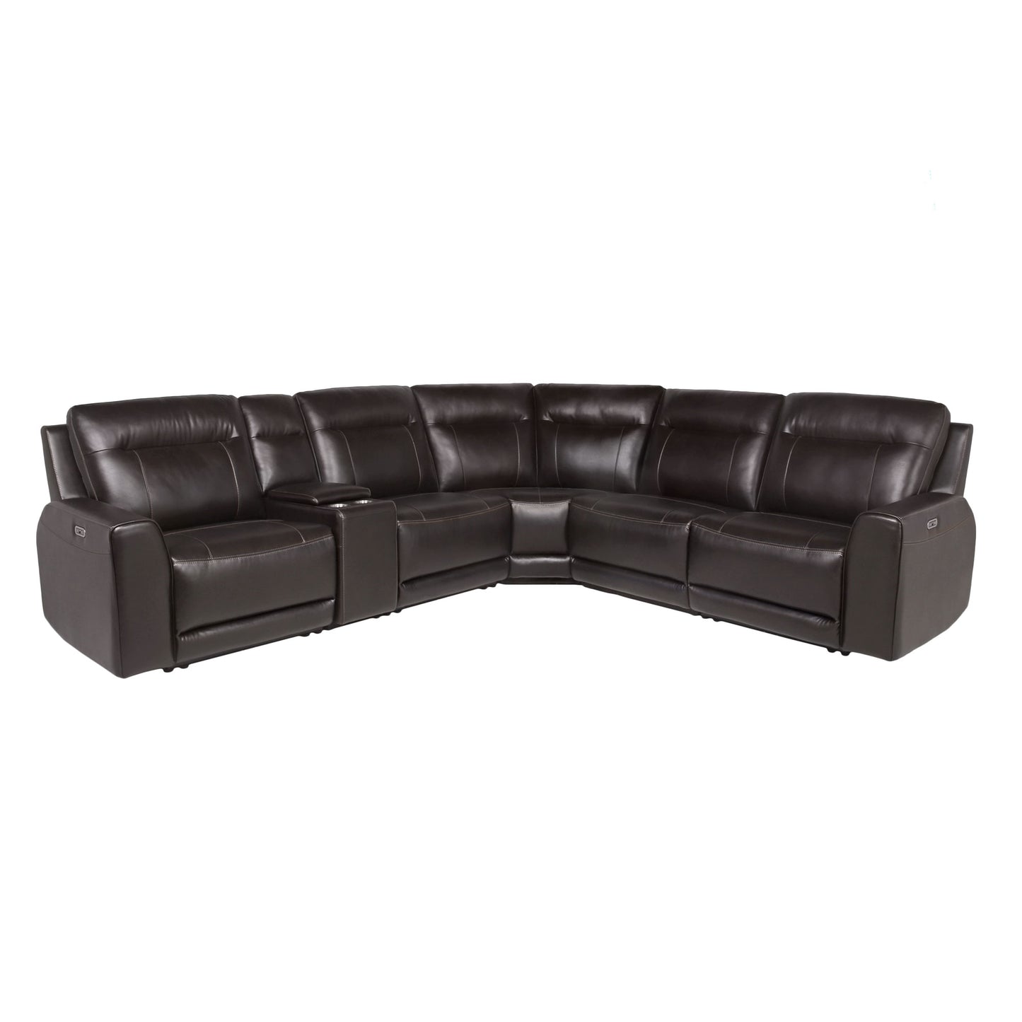 DONCELLA DUAL-POWER LEATHER 6-PIECE SECTIONAL