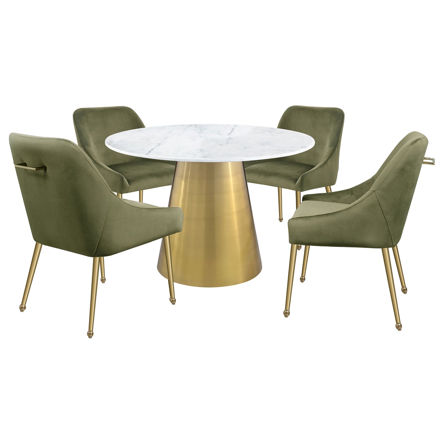 Ambrose Round 50-inch Marble Top Dining Table Brushed Gold