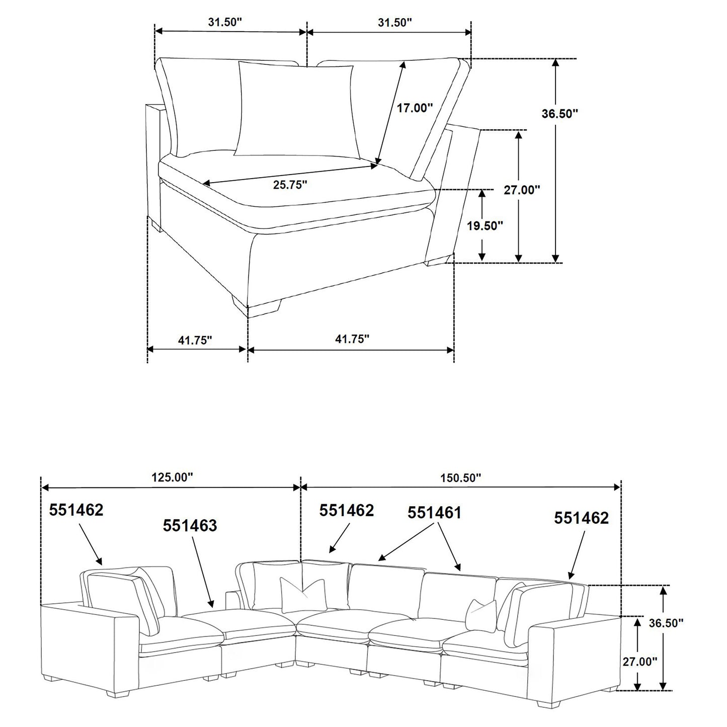 Lakeview 5-piece Upholstered Modular Sectional Sofa Ivory