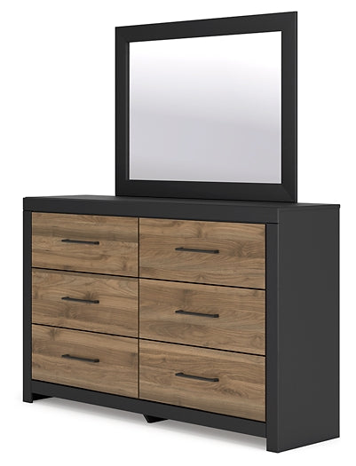 Vertani Twin Panel Bed with Mirrored Dresser and 2 Nightstands