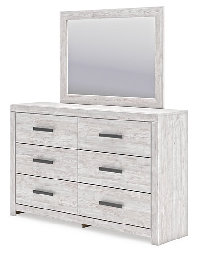 Cayboni Queen Panel Bed with Mirrored Dresser