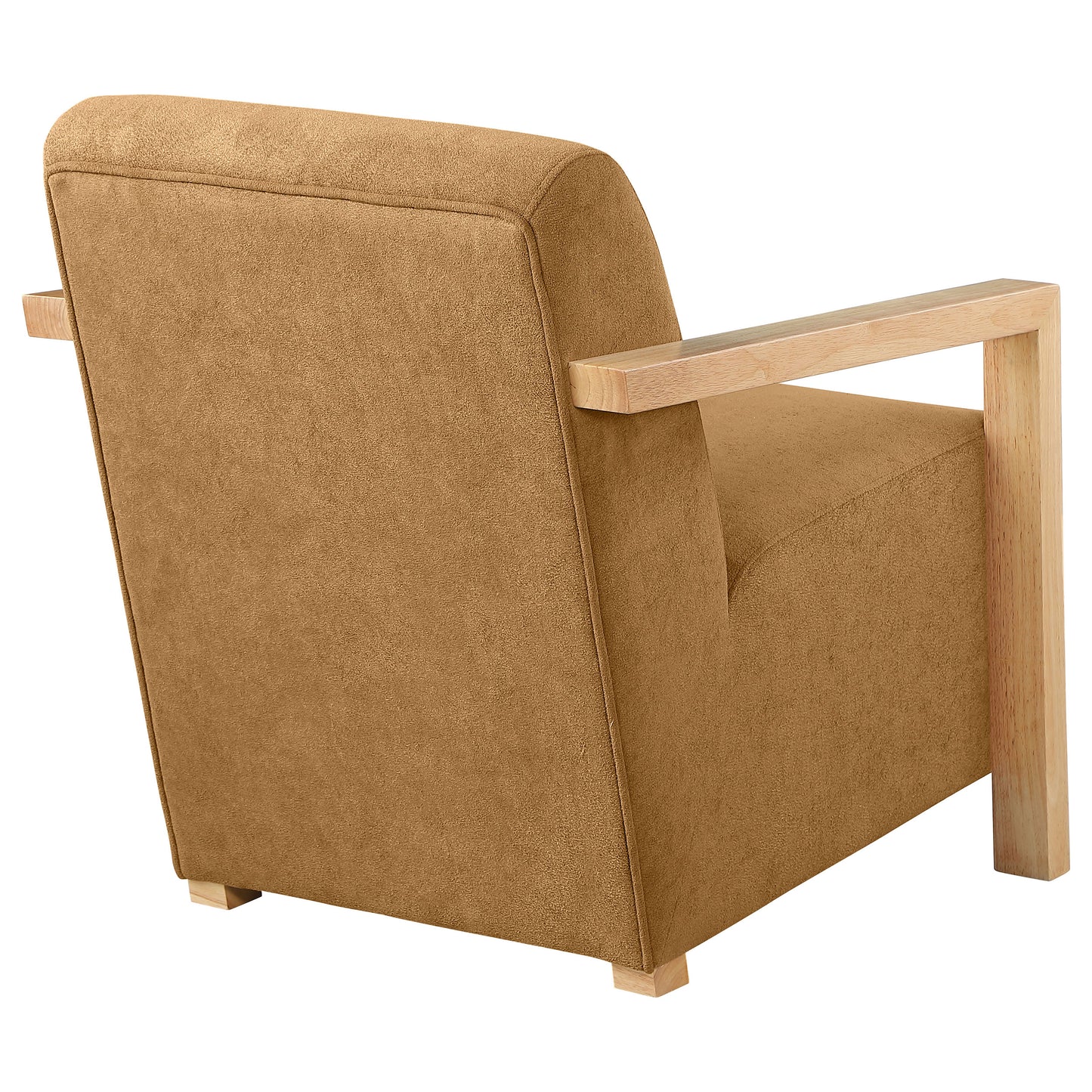 Diego Upholstered Accent Arm Chair with Wood Arms Honey