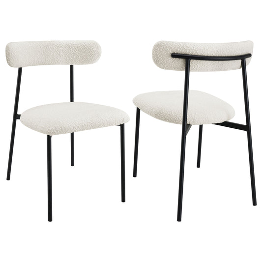 Anzio Boucle Upholstered Dining Side Chair White (Set of 2)